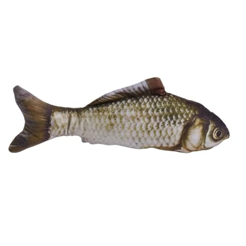 SITBXO Weiches 3D-Plüschfisch-Katzenspielzeug mit Katzenminze, bissfestes Design Katzenspielzeug(Grass Carp,30CM) von SITBXO