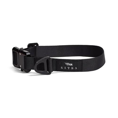SITKA Hundehalsband, strapazierfähiges Jagdhalsband mit Flugzeug-Aluminium-Hardware, Schnellverschluss-Schnalle und verstellbarer Passform für aktive Hunde, Basic Black, XL von SITKA