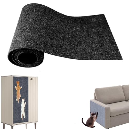 Kratzmatte Selbstklebend,Kratzmatte Katze Wand,DIY Climbing Cat Scratcher,Kratzmatte Katze Sofa,Kratzmatte Für Katzen,Teppich-Katzenkratzer-Möbelschutz (40 * 100cm,schwarz) von SIUVEY