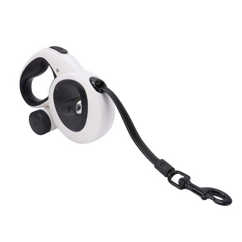 SIXRUN Automatisch Einziehbare Haustierleine mit LED-Licht, Doppelseitigem Reflektierendem Gurtband, Ergonomischem Griff, 5 M Langem Nylonseil, USB-Aufladung für 6 (L) von SIXRUN