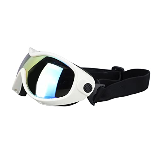UV-Schutz-Haustierbrille, PVC und PC, Verstellbar, Starke Schlagfestigkeit, Hundesonnenbrille für Haustier, Hund, Katze, UV-Schutz, Hundesonnenbrille, Winddicht (White) von SIXRUN