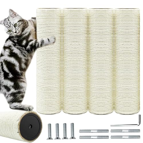 Ersatz-Stange für Kratzbaum, Ersatzpfosten, natürliches Sisal, Ersatzteile mit M8-Schrauben, 30 cm, 4 Stück von SIYIPURR