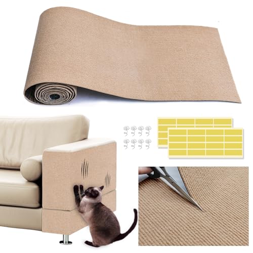 Kratzmatte für Katzen, selbstklebend, für Katzen, zum Kratzen, Klettern, Teppich, Eckenschutz vor Katzenkrallen, DIY-Sofa, Wand, Klettern, Katzenkratzer, Möbelschutz von Katzen (Beige) von SIYIPURR