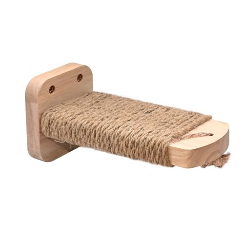 SIYUNTECH® Katzentreppe Wand(1pcs), Kletterwand Katzen, Wandliege Katzen, mit Einlage-Handwerkskunst, aus 2cm Massives Gummiholz, für Katze Klettern Spielen, Maximale Tragfähigkeit 35kg von SIYUNTECH
