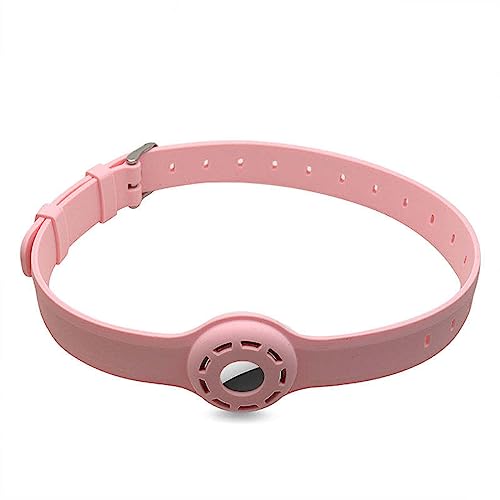 SJBAUTYO Katzenhalsband für AirTag, Halsband für Katzen mit Sicherheitsverschluss, Airtag Halsband Katze, sicher, leicht, bequem, kompatibel für den Apple AirTag, Silikonband, Rosa von SJBAUTYO