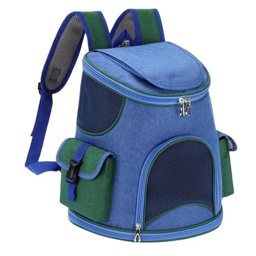 Haustier-Rucksack Haustier-Rucksack Mit Zwei Seitentaschen Klein Und Groß Für Wandern Und Camping-Dunkelblau mit Grün-L von SJFYB
