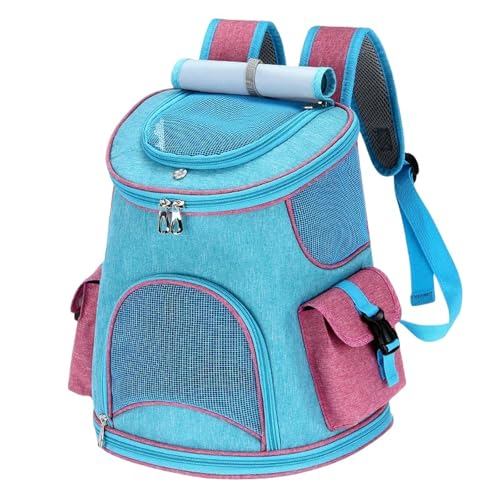 Haustier-Rucksack Haustier-Rucksack Mit Zwei Seitentaschen Klein Und Groß Für Wandern Und Camping-Seeblau mit rosa-L von SJFYB