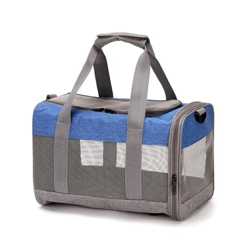 Haustier-Rucksack Pet Cat Handtasche Gehen Sie Heraus, Um Tasche Mit Einer Schulter -Straddle -Hunde Teddy Bichon Kleiner Hund Reisewagenbeutel-Blau-Über Größe （38x25x26cm） von SJFYB