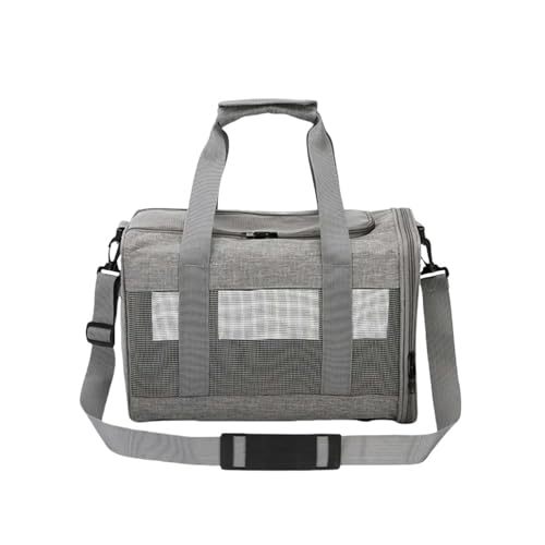 Haustier-Rucksack Pet Cat Handtasche Gehen Sie Heraus, Um Tasche Mit Einer Schulter -Straddle -Hunde Teddy Bichon Kleiner Hund Reisewagenbeutel-GRAU-Über Größe （38x25x26cm） von SJFYB