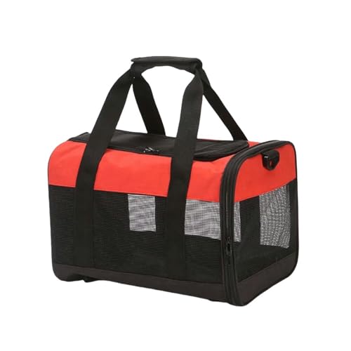 Haustier-Rucksack Pet Cat Handtasche Gehen Sie Heraus, Um Tasche Mit Einer Schulter -Straddle -Hunde Teddy Bichon Kleiner Hund Reisewagenbeutel-Rot-Über Größe （38x25x26cm） von SJFYB