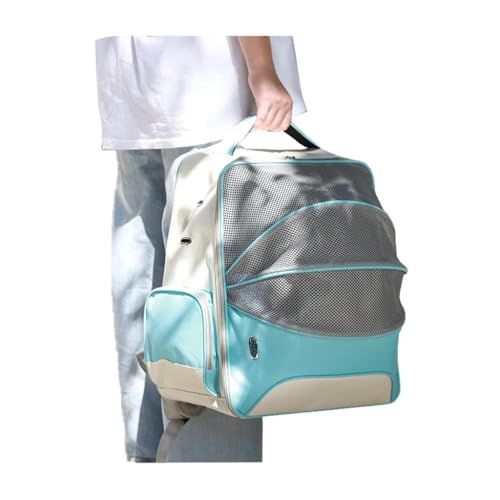 Deluxe-Rucksack for kleine Katzen und Hunde mit Sicherheitsfunktionen und gepolsterter Rückenstütze for Reisen und den Einsatz im Freien(Bleu) von SJHDUNBW EUR