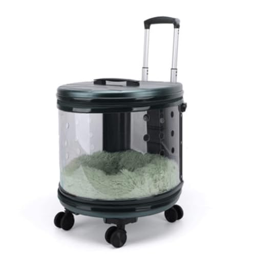 Haustier-Rucksack mit Rädern – Transparenter Reisetrolley for Hunde und Katzen, robuster Griff und Flexible Räder for den Einsatz im Freien(Groen) von SJHDUNBW EUR