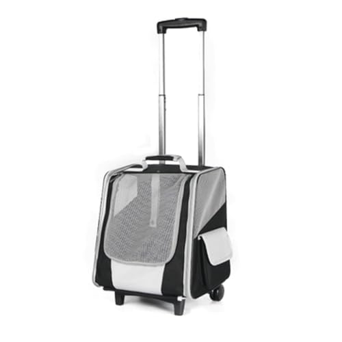 Rollrucksack for Haustiere, Reisetasche for kleine Hunde und Katzen unter 7,2 kg, mit Netzeinsätzen und Teleskopgriff(Blanc) von SJHDUNBW EUR