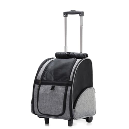 Rollrucksack for Haustiere, Reisetasche for kleine Hunde und Katzen unter 7,2 kg, mit Netzeinsätzen und Teleskopgriff(Svart) von SJHDUNBW EUR