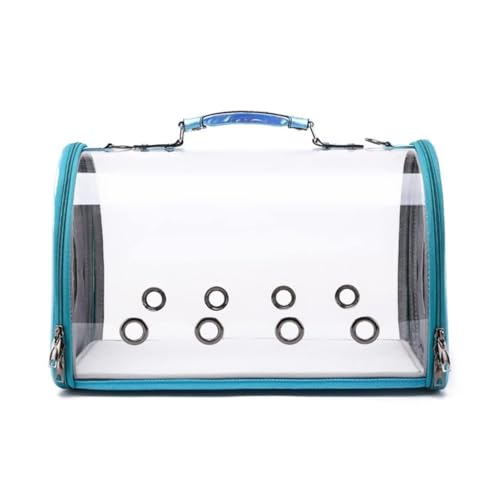 Transparenter Katzen-Rucksackträger, seitlich zu öffnende Haustiertasche mit Reißverschlüssen und Schultergurten for kleine bis große Haustiere(Bleu) von SJHDUNBW EUR