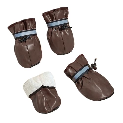 Hundeschuhe Pfotenschutz Outdoor 4 Stück mittelgroße und große Hundeschuhe for draußen drinnen, mit reflektierendem Verschluss, for den Winter, warm, rutschfest, for Haustiere Welpen(B-keep warm,4XL) von SJHFKDK