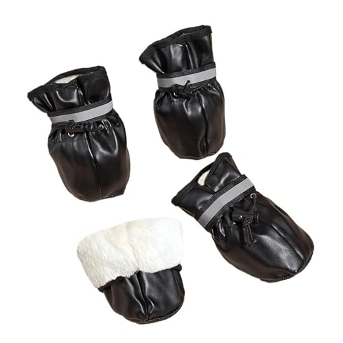Hundeschuhe Pfotenschutz Outdoor 4 Stück mittelgroße und große Hundeschuhe for draußen drinnen, mit reflektierendem Verschluss, for den Winter, warm, rutschfest, for Haustiere Welpen(C-keep warm,4XL) von SJHFKDK