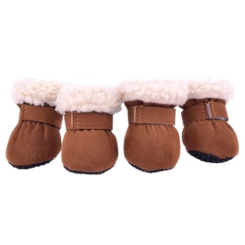 Hundeschuhe Pfotenschutz Outdoor 4 Stück warme Haustier-Hundekatzen-Schuhe, Hundestiefel, Winter-Welpen-Katzen-Regen-Schnee-Schuhe, Schuhe for kleine Hunde(C,XL) von SJHFKDK