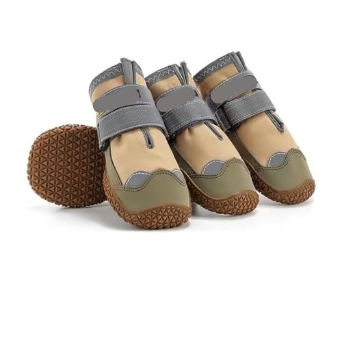 Hundeschuhe Pfotenschutz Outdoor 4 teile/satz Haustier Hund Schuhe Reflektierende Wasserdichte Stiefel Warme Schnee Regen Haustiere Booties Anti-rutsch Socken for Medium Large(Waterproof yellow,6) von SJHFKDK