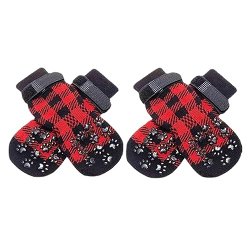 Hundeschuhe Pfotenschutz Outdoor 4Pcs Winter Warme Hundesocken Einstellbare Anti Slip Skid Pet Schuhe Weiche Atmungsaktive Pfotenschutz for Kleine(A,M) von SJHFKDK