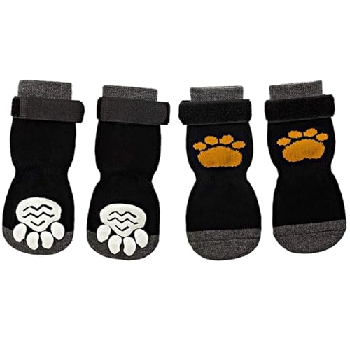 Hundeschuhe Pfotenschutz Outdoor 4Pcs Winter Warme Hundesocken Einstellbare Anti Slip Skid Pet Schuhe Weiche Atmungsaktive Pfotenschutz for Kleine(B,L) von SJHFKDK
