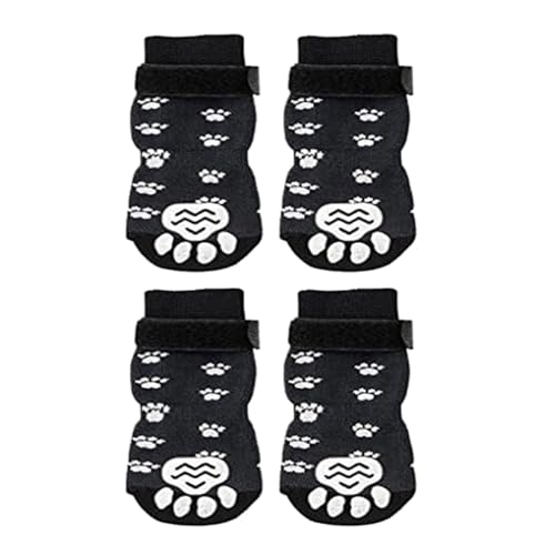 Hundeschuhe Pfotenschutz Outdoor Anti-Rutsch-Hundesocken, 4 Stück, Haustierpfotenschutz for Welpen, kleine, mittelgroße und große Hundesocken mit verstellbaren Trägern, Haustierschuhe, Socken(C,S) von SJHFKDK