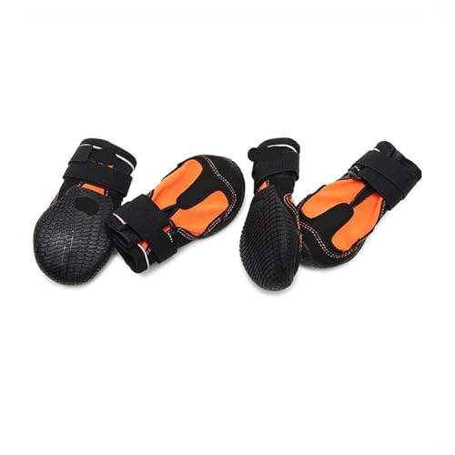 Hundeschuhe Pfotenschutz Outdoor Haustierschuhe, Stiefel, wasserabweisend, for Hunde, mit reflektierender, robuster Anti-Rutsch-Sohle, rutschfest, for den Außenbereich, 4 Stück(B,4-(Width-5.0CM)) von SJHFKDK