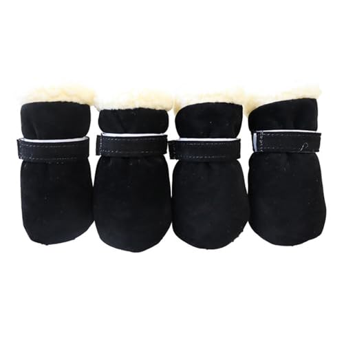 Hundeschuhe Pfotenschutz Outdoor Hund Herbst und Winter Lange Flauschige warme Oxford-Sohlen rutschfeste verschleißfeste Schneestiefel Haustier Dicke Schuhe for kleine mittelgroße Hunde(B,S) von SJHFKDK