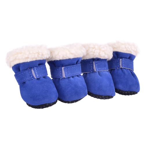 Hundeschuhe Pfotenschutz Outdoor Hund Herbst und Winter Lange Flauschige warme Oxford-Sohlen rutschfeste verschleißfeste Schneestiefel Haustier Dicke Schuhe for kleine mittelgroße Hunde(L,L-01) von SJHFKDK