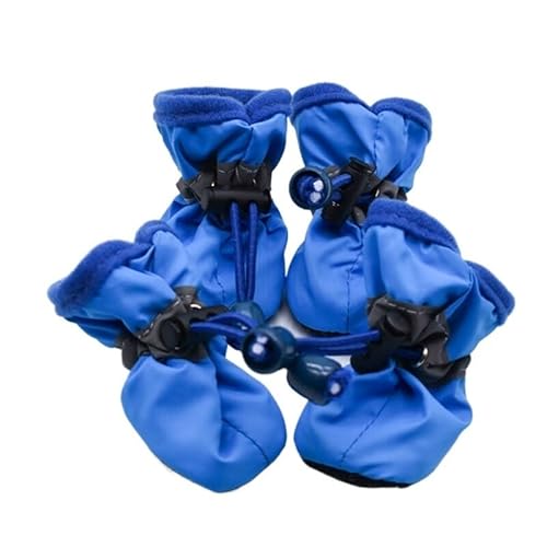 Hundeschuhe Pfotenschutz Outdoor Hundeschuhe, Sommer, atmungsaktive Schuhe, Haustier-Fußabdeckungen, wasserdichte Regenstiefel, Muster, rutschfest, wasserdicht(B-Blue,XXL) von SJHFKDK