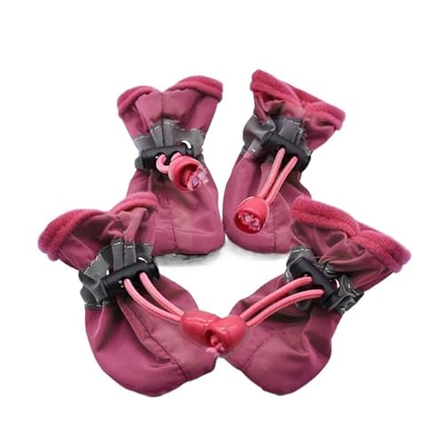Hundeschuhe Pfotenschutz Outdoor Hundeschuhe, Sommer, atmungsaktive Schuhe, Haustier-Fußabdeckungen, wasserdichte Regenstiefel, Muster, rutschfest, wasserdicht(B-Rose red,XXL) von SJHFKDK