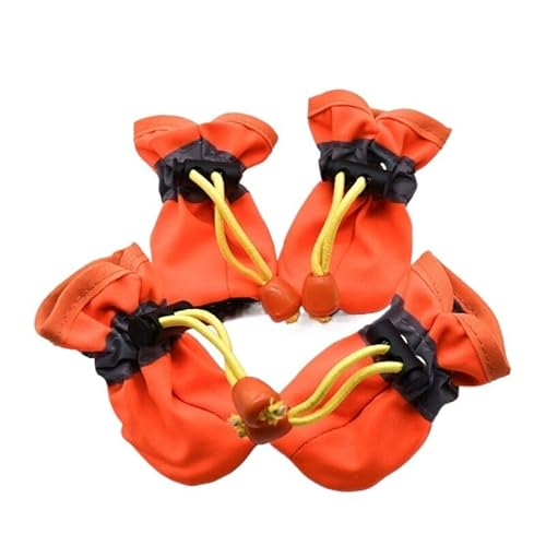 Hundeschuhe Pfotenschutz Outdoor Hundeschuhe, Sommer, atmungsaktive Schuhe, Haustier-Fußabdeckungen, wasserdichte Regenstiefel, Muster, rutschfest, wasserdicht(B-orange,S) von SJHFKDK