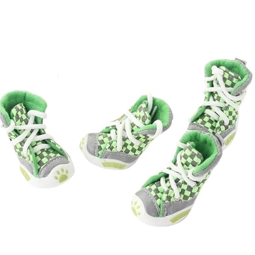 Hundeschuhe Pfotenschutz Outdoor Hundeschuhe, weiche Sohle, for kleine Welpen, Anti-Tropfen, atmungsaktiv, 4er-Set, for den Sommer(Green,M) von SJHFKDK