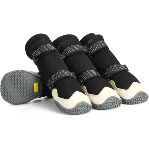 Hundeschuhe Pfotenschutz Outdoor Hundeschuhe for heißes Pflaster, rutschfeste Stiefel und Pfotenschutz for Sommer, regnerische Tage, Schnee, wasserdicht(Size 7-3.15x2.75in) von SJHFKDK