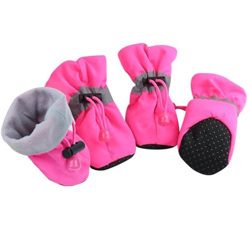 SJHFKDK Hundeschuhe Pfotenschutz Outdoor 1 Set wasserdichte Hunde Schuhe Herbst Nicht-Slip Einstellbare Qualität Katzen Nette Haustiere Winter Im Freien Warme Einfarbig Schuhe(04,NO.6) von SJHFKDK