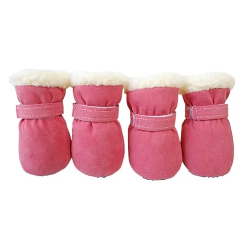 SJHFKDK Hundeschuhe Pfotenschutz Outdoor 4 Stück Winddichte und warme Haustier-Schneestiefel im Freien, einfarbig, Plüsch-Hundeschuhe, verschleißfest, rutschfest(P,L-01) von SJHFKDK