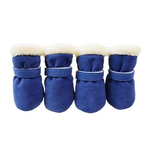 SJHFKDK Hundeschuhe Pfotenschutz Outdoor 4 Stück Winter wasserdichte warme Haustier-Zubehör Hundesocken Bootie Schuhe rutschfest for kleine Hunderassen Spaziergänge im Freien(Blue,XL) von SJHFKDK