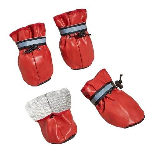 SJHFKDK Hundeschuhe Pfotenschutz Outdoor 4 Stück mittelgroße und große Hundeschuhe for draußen drinnen, mit reflektierendem Verschluss, for den Winter, warm, rutschfest, for Haustiere Welpen(D,4XL) von SJHFKDK