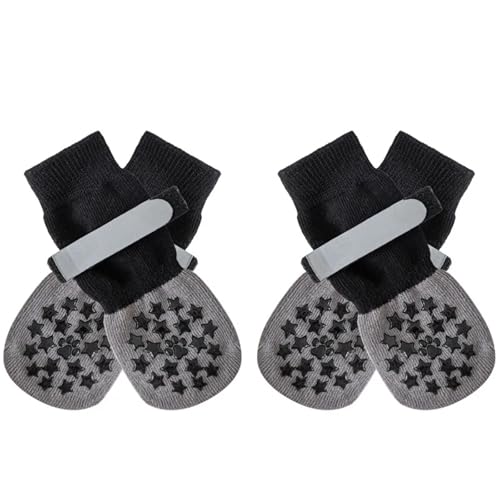 SJHFKDK Hundeschuhe Pfotenschutz Outdoor 4 Stück rutschfeste Hundesocken mit reflektierenden Streifen, Anti-Leck-Riemen, Pfotenschutz for Haustiere im Innen- und Außenbereich(C,XS) von SJHFKDK