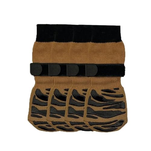 SJHFKDK Hundeschuhe Pfotenschutz Outdoor 4 Stück rutschfeste Hundesocken mit reflektierenden Streifen, Anti-Leck-Riemen, Pfotenschutz for Haustiere im Innen- und Außenbereich(H,M) von SJHFKDK