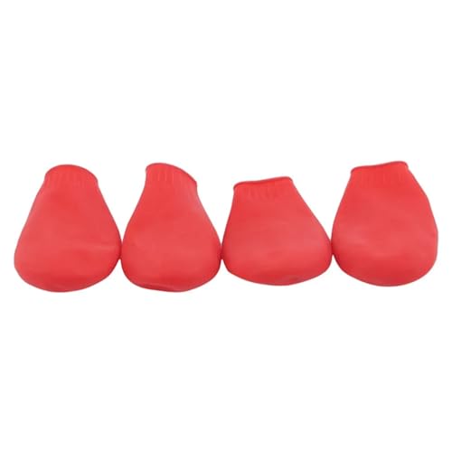 SJHFKDK Hundeschuhe Pfotenschutz Outdoor 4 Teil/Satz wasserdichte Pfotenschutz Gummi Regen Stiefel Katze Socken Schuhe Anti Slip Haustier Hund Welpen(Red,L) von SJHFKDK