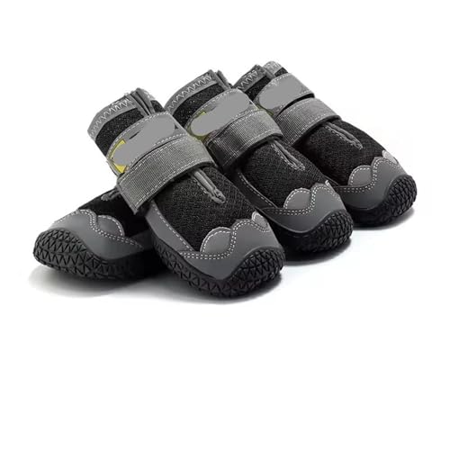 SJHFKDK Hundeschuhe Pfotenschutz Outdoor 4 Teile/Satz Haustier Hund Schuhe Reflektierende wasserdichte Stiefel Warme Schnee Regen Haustiere Booties Anti-rutsch Socken for Medium Large(Black,7) von SJHFKDK