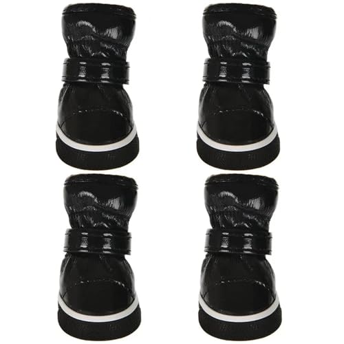 SJHFKDK Hundeschuhe Pfotenschutz Outdoor 4 Teile/Satz Haustier Hunde Winter Regen Schuhe Wasserdicht Hund Schnee Stiefel Welpen Slip Zubehör(Black,4) von SJHFKDK