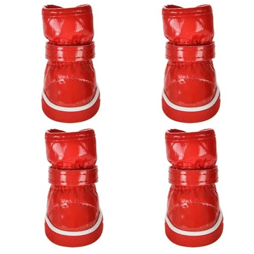 SJHFKDK Hundeschuhe Pfotenschutz Outdoor 4 Teile/Satz Haustier Hunde Winter Regen Schuhe Wasserdicht Hund Schnee Stiefel Welpen Slip Zubehör(Red,1) von SJHFKDK