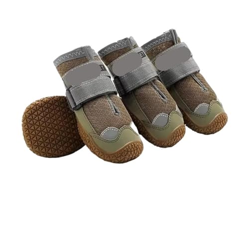 SJHFKDK Hundeschuhe Pfotenschutz Outdoor 4 Teile/Satz Hundeschuhe for Große Hunde Atmungsaktiv Professionelle Outdoor Anti-Rutsch Langlebig Haustier for Wandern Gummisohle(Breathable Yellow,5) von SJHFKDK