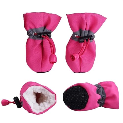 SJHFKDK Hundeschuhe Pfotenschutz Outdoor 4 stücke Winter Dicke Warme Haustier Hund Schuhe Anti-Slip wasserdichte Regen Schnee Stiefel for Welpen Socken Booties Pfote Pflege(B1,3) von SJHFKDK