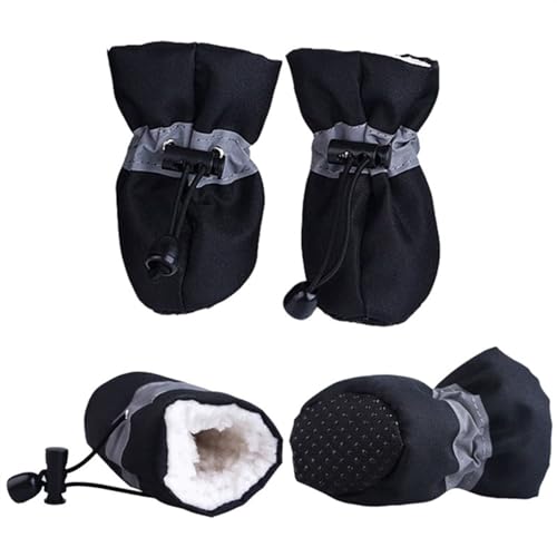 SJHFKDK Hundeschuhe Pfotenschutz Outdoor 4 stücke Winter Dicke Warme Haustier Hund Schuhe Anti-Slip wasserdichte Regen Schnee Stiefel for Welpen Socken Booties Pfote Pflege(B2,7) von SJHFKDK