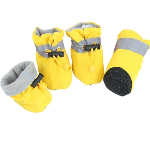 SJHFKDK Hundeschuhe Pfotenschutz Outdoor 4Pcs Haustier Hunde Schuhe Wasserdicht wasserdicht Anti-Slip Stiefel Booties Katze Welpen Socken Warme Schnee Haustiere zubehör(2,1) von SJHFKDK
