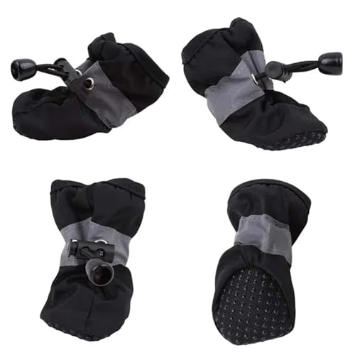 SJHFKDK Hundeschuhe Pfotenschutz Outdoor 8 stücke Haustier Hund Schuhe Anti-Slip Regen Schnee Boot Dicken Warmen for Kleine Katzen Hunde Welpen Socken Booties(Black,Samll) von SJHFKDK