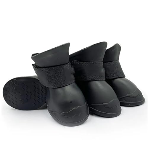 SJHFKDK Hundeschuhe Pfotenschutz Outdoor 8Pcs Pet wasserdichte Regenschuhe Anti-Rutsch-Gummistiefel for kleine mittelgroße Hunde Katzen Outdoor-Schuh(Black,XL) von SJHFKDK